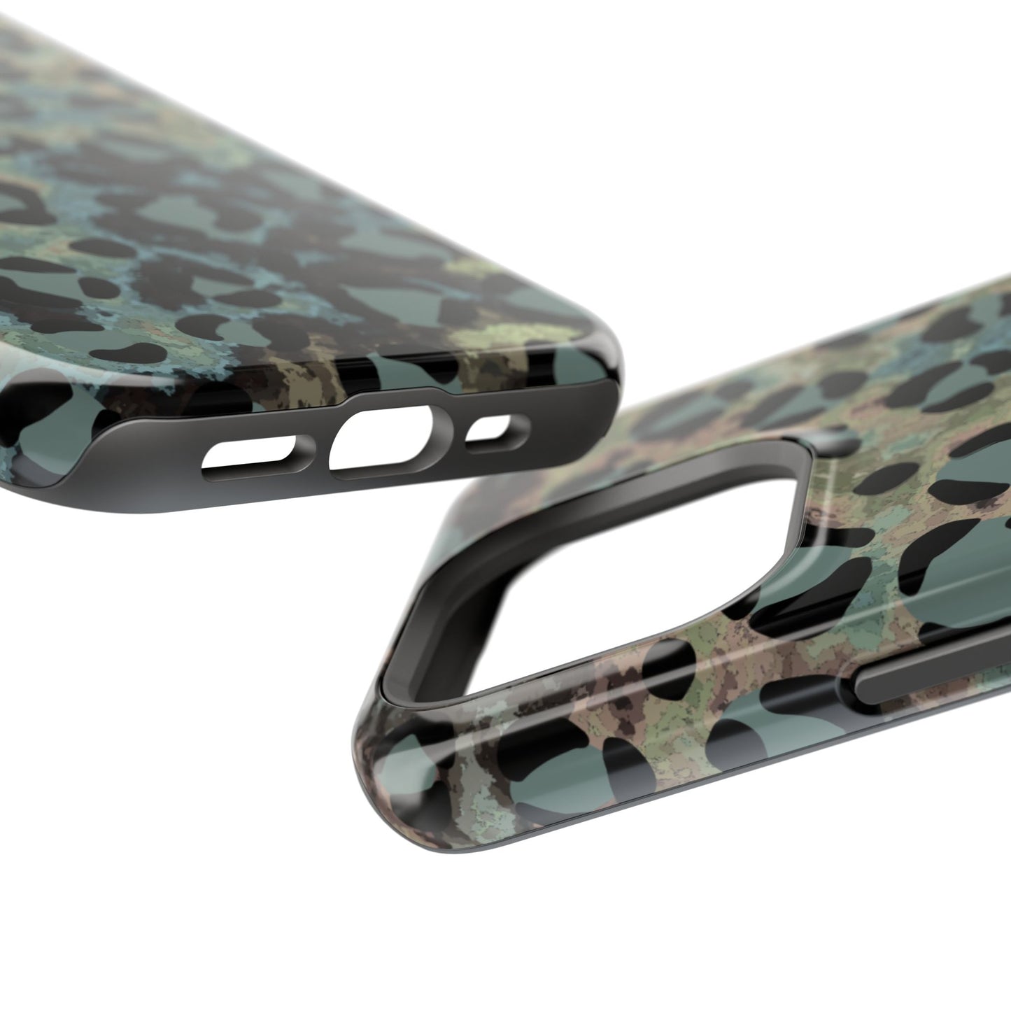 Moody Watercolor Leopard Print Tough MagSafe iPhone Case – Earthy Abstract Pattern with Dual-Layer Protection