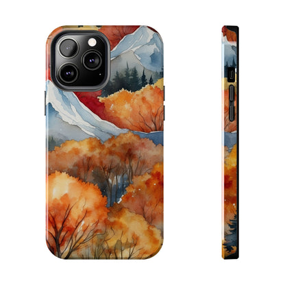 Autumn Mountain Forest Watercolor - iPhone Case