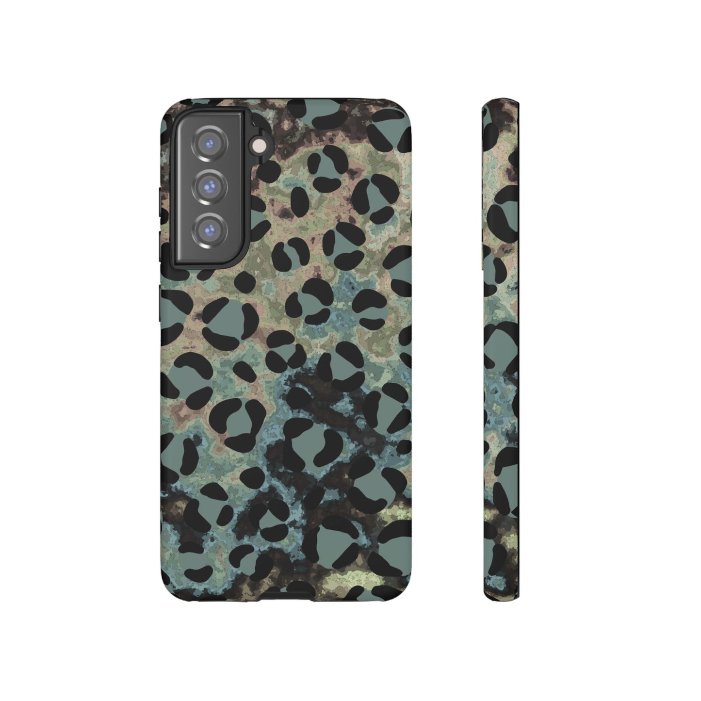 Moody Watercolor Leopard Print Tough Samsung Galaxy Case – Earthy Abstract Pattern with Dual-Layer Protection