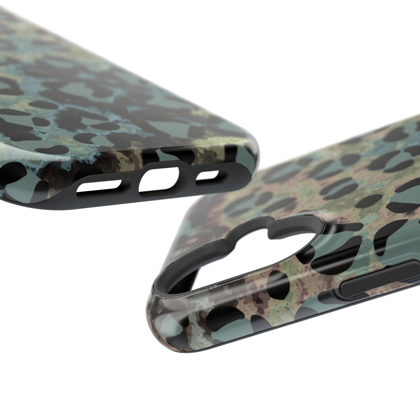 Moody Watercolor Leopard Print Tough MagSafe iPhone Case – Earthy Abstract Pattern with Dual-Layer Protection