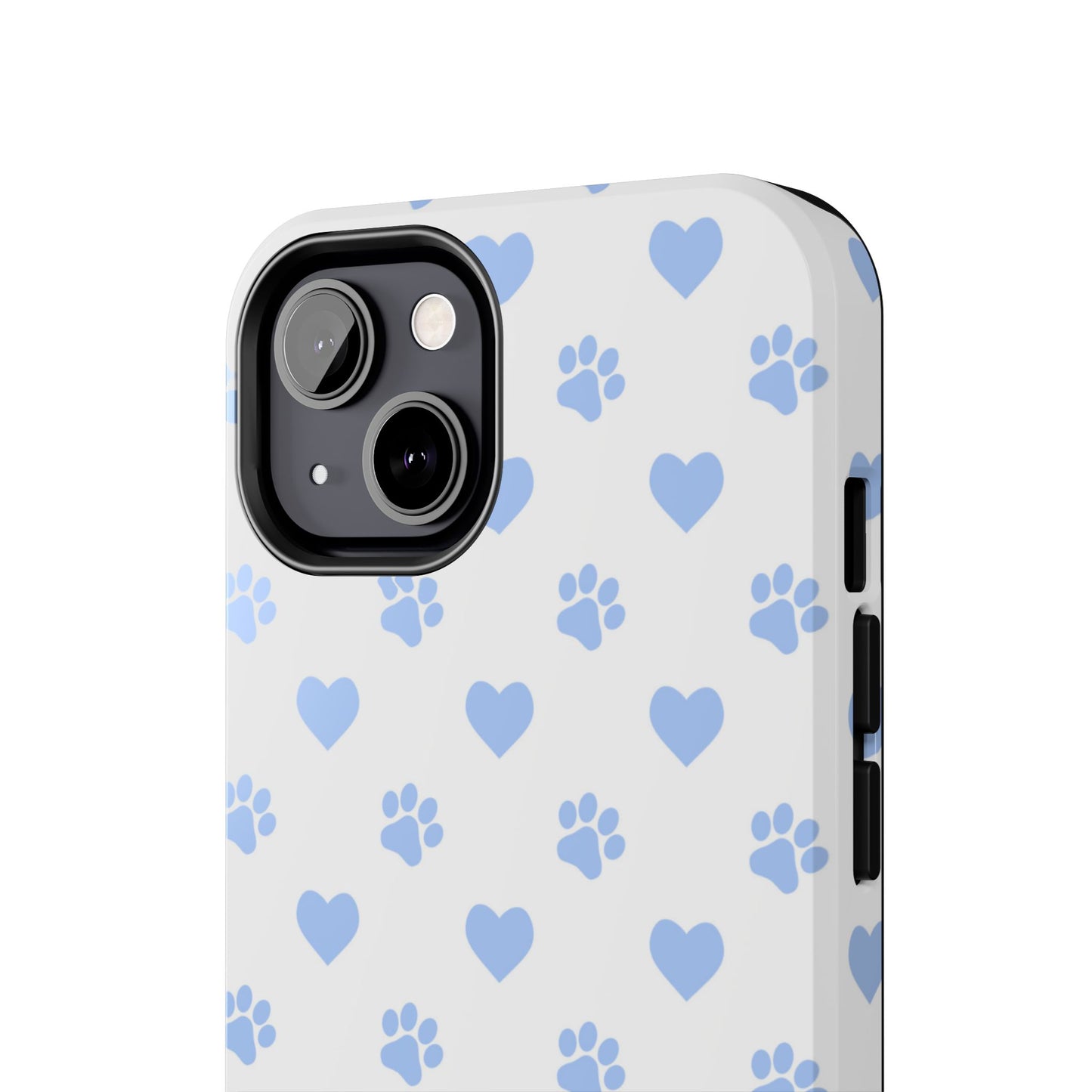 iPhone Case - Blue Paw Print & Heart Design