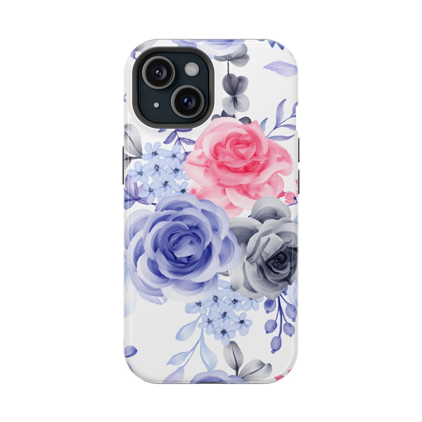 Elegant Blue Floral Watercolor Design – MagSafe iPhone Case