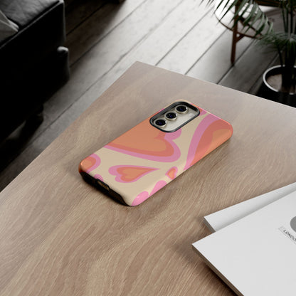 Retro Pink Hearts Samsung Galaxy Case – Shock-Resistant, Matte Finish, Dual-Layer Protection