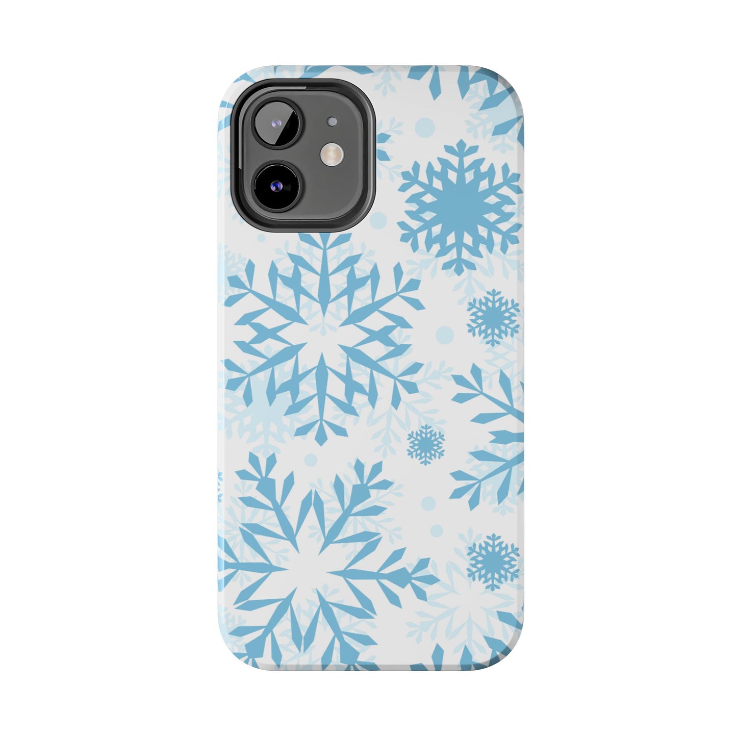 Frosty Blue Snowflakes iPhone Case – Shockproof, Smooth Matte Finish, Dual-Layer Design