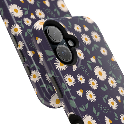 Midnight Daisy MagSafe iPhone Case – Dark Navy Floral Design, Slim and Protective