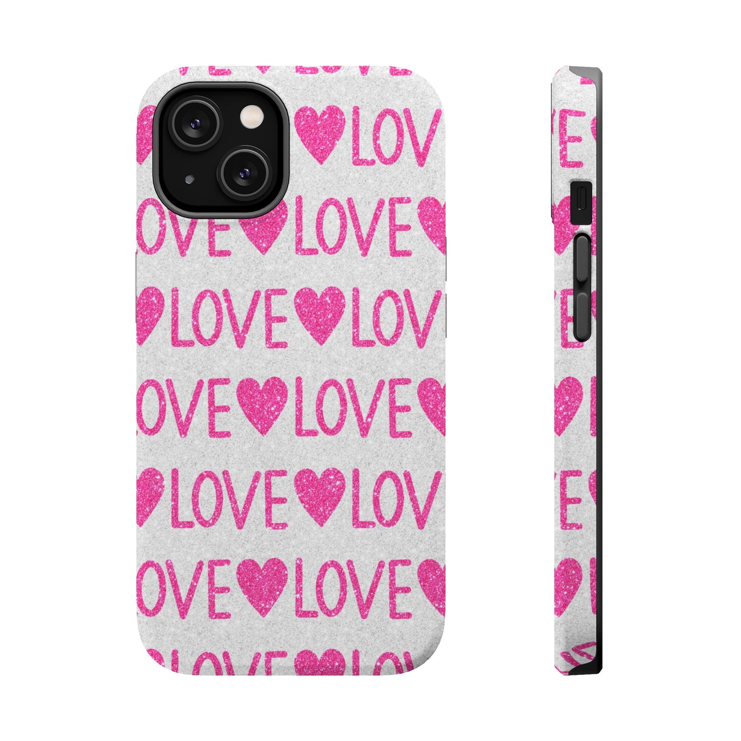 Pink Glitter Love Pattern – MagSafe iPhone Case