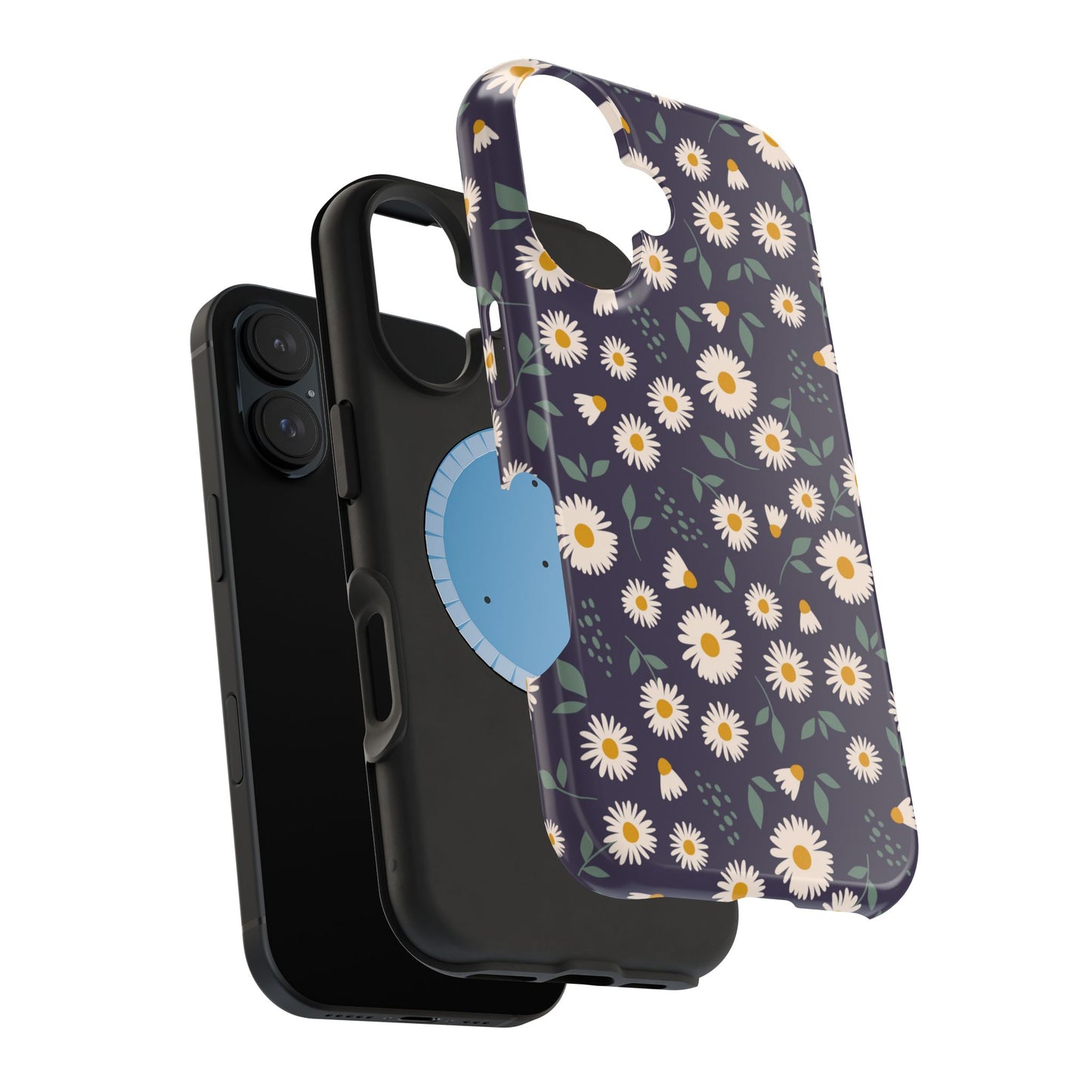 Midnight Daisy MagSafe iPhone Case – Dark Navy Floral Design, Slim and Protective