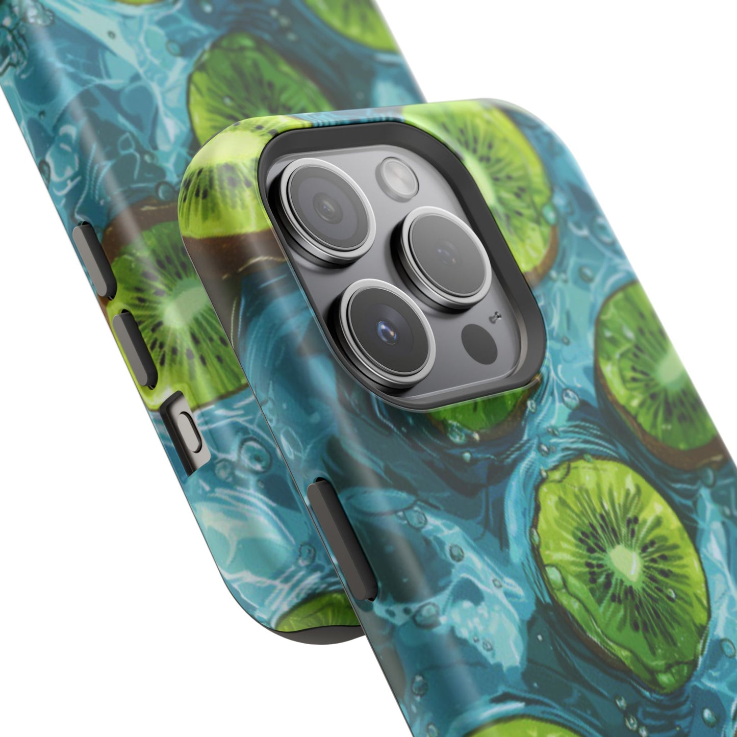 Tropical Kiwi Splash MagSafe iPhone Case – Tough Dual-Layer, Vibrant Summer Design