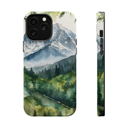 Watercolor Alpine Mountainscape - MagSafe iPhone Case