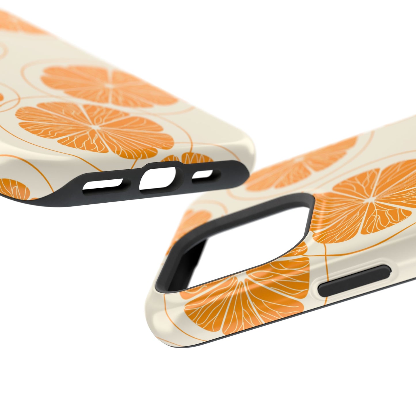 Citrus Burst Pattern Tough MagSafe iPhone Case – Bold Orange Design, Shockproof Protection