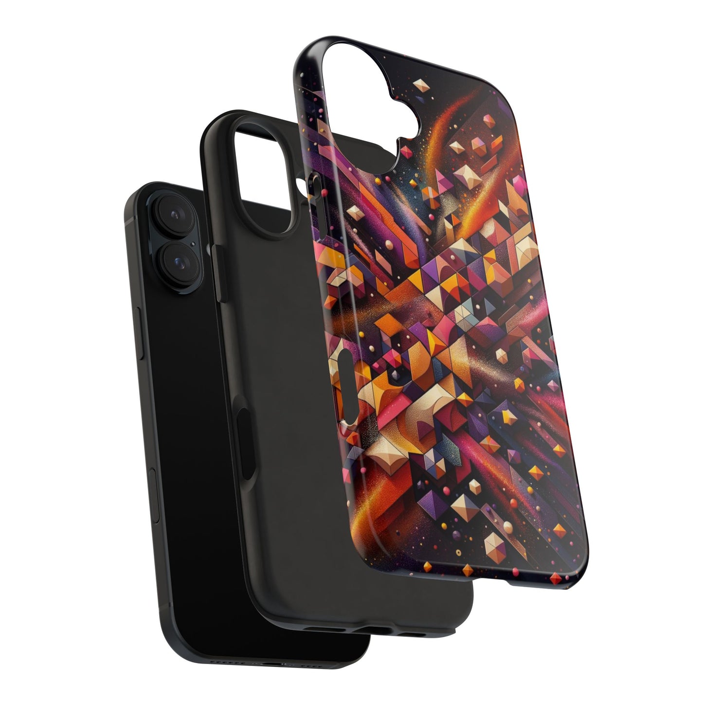 Geometric Galaxy iPhone Case - Abstract Cosmic Protective Cover - Retro Gamer