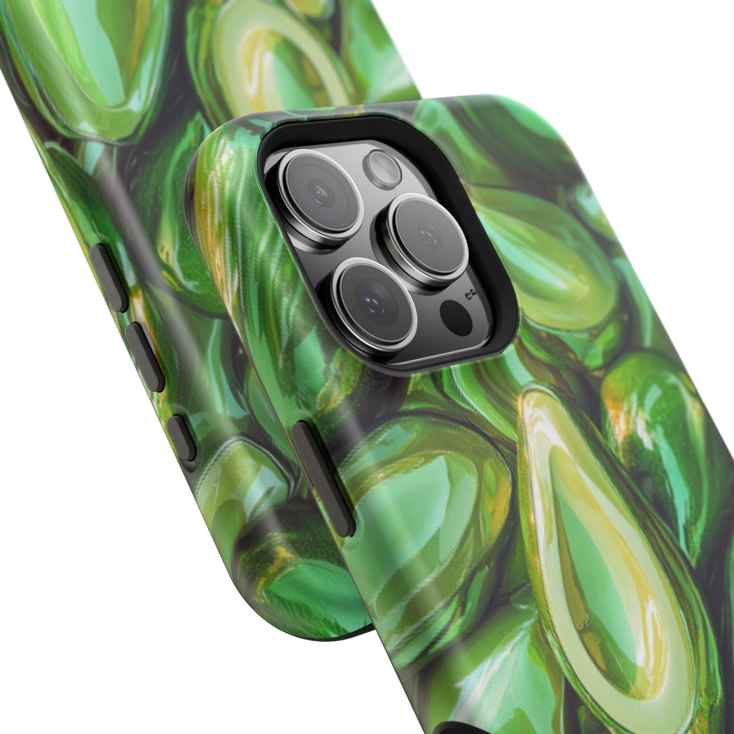 Glossy Avocado MagSafe iPhone Case – Sleek Green 3D Fruit Design, Durable and Stylish