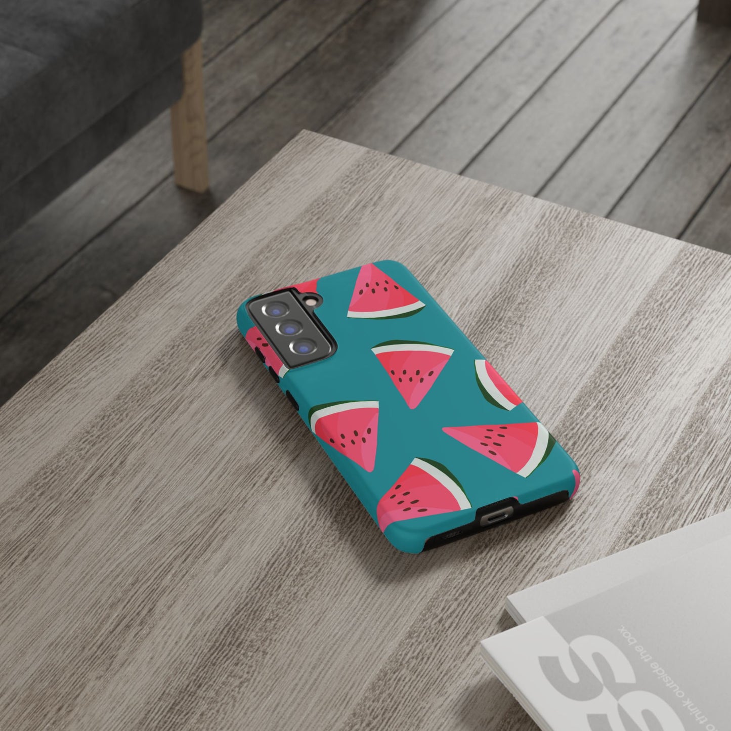 Watermelon Bliss Samsung Galaxy Case – Vibrant Summer Fruit Design on Teal Background