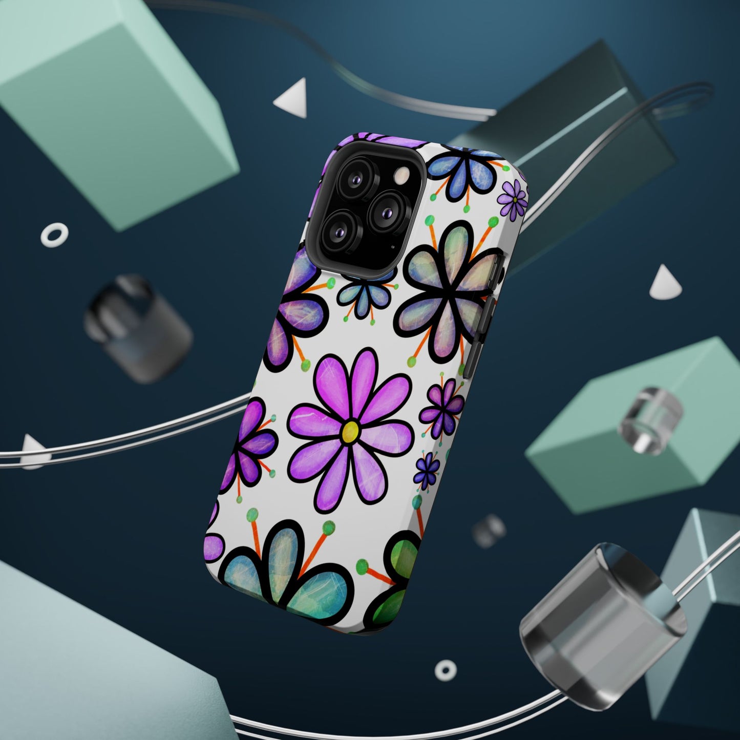 Whimsical Lavender Floral MagSafe iPhone Case – Ultra-Slim, High-Gloss Finish