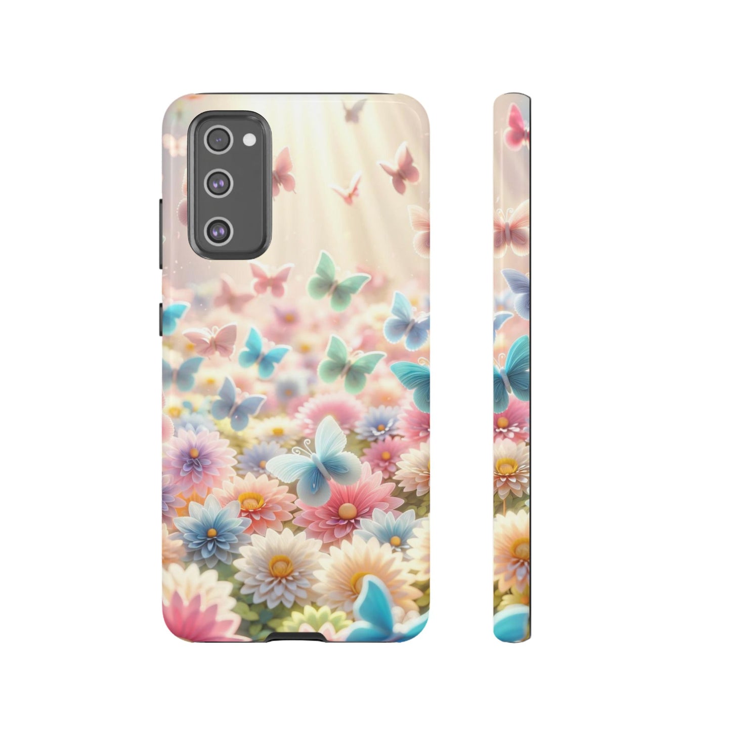 Butterfly Blossom Samsung Case - Pastel Floral Protective Cover