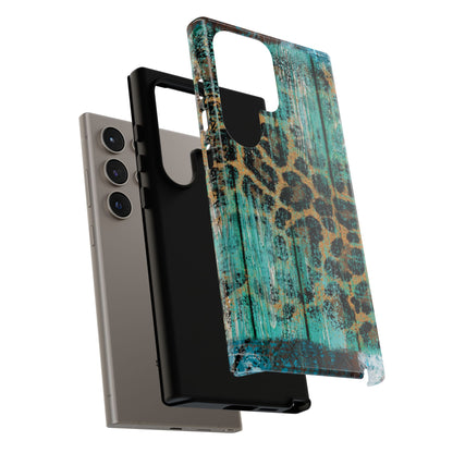 Turquoise Rustic Leopard Wood - Samsung Galaxy Series Case