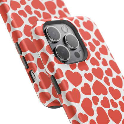 Playful White Hearts on Red MagSafe Case