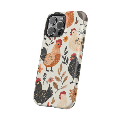 MagSafe iPhone Case: Cluckin' Vintage – Chickens & Leaves