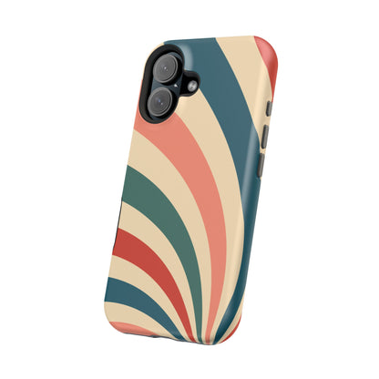 Retro Sunburst Swirl MagSafe iPhone Case – Dual-Layer Protection with Bold 70s Vibes