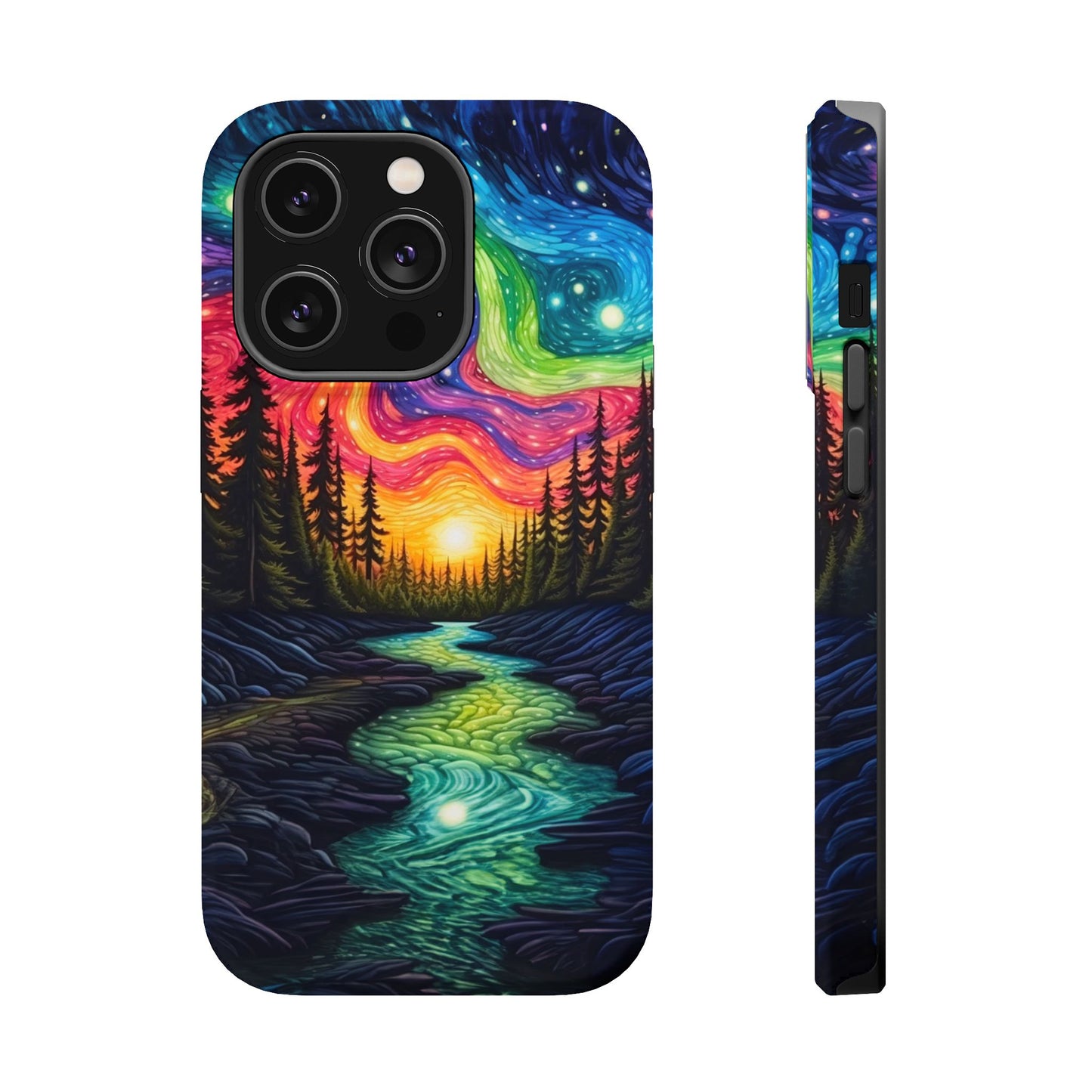 Celestial Nightscape MagSafe iPhone Case – Vibrant River and Starry Sky Design