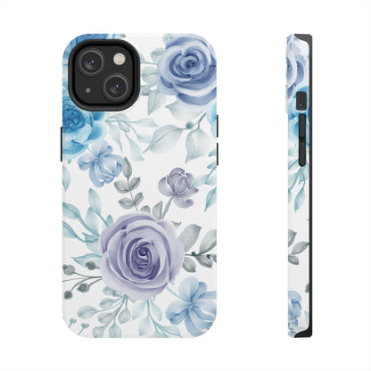 Elegant Blue & Violet Roses iPhone Case – Luxurious Floral Design for Chic Device Protection