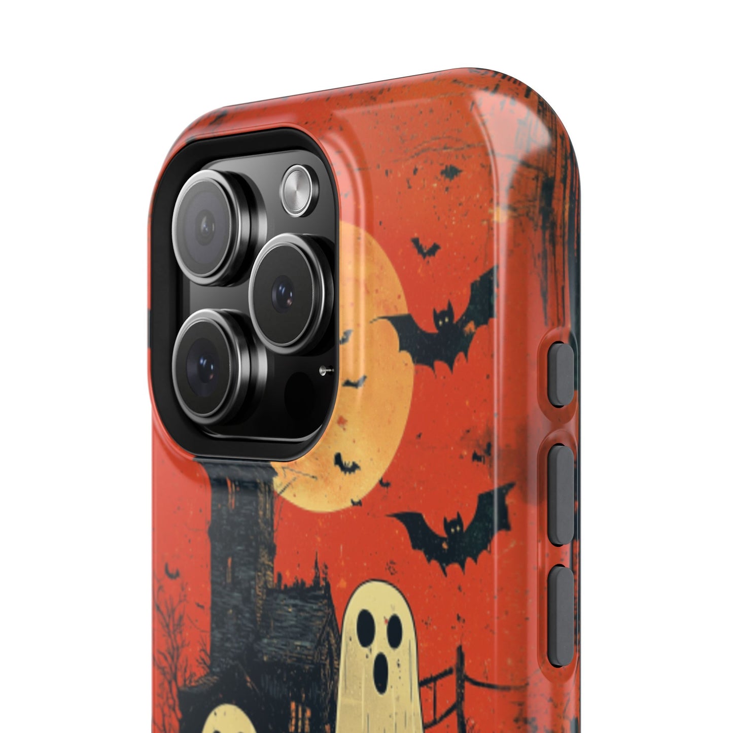 Haunted House & Ghosts MagSafe iPhone Case – Spooky Halloween Full Moon Design