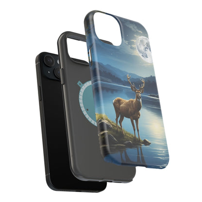 Moonlit Elegance: Stag by the Lake – MagSafe iPhone Case