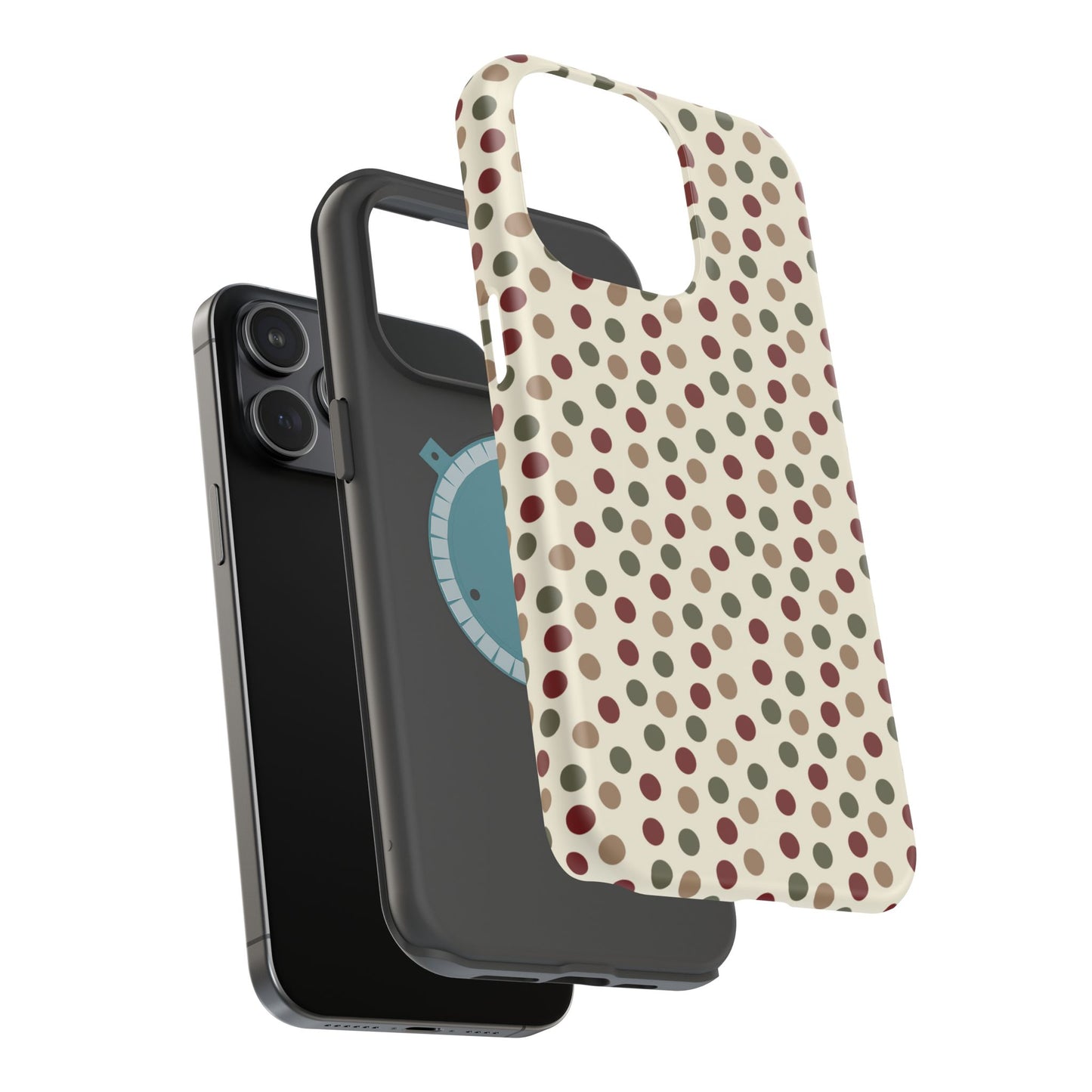 Festive Red & Green Polka Dots on Cream – MagSafe iPhone Case