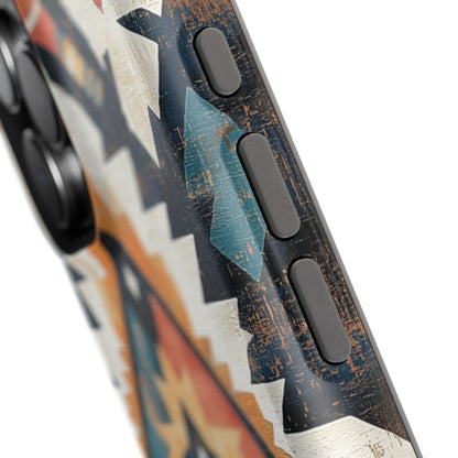 Vintage Southwestern Diamond Tough MagSafe iPhone Case – Rustic Tribal Design, Dual-Layer Protection