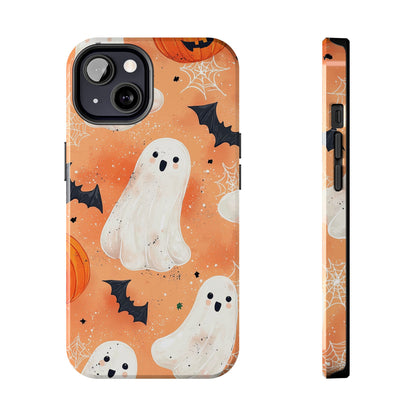 Spooky Cute Ghost iPhone Case – Halloween Ghosts, Pumpkins, Bats & Cobwebs Design - BOGO Cases