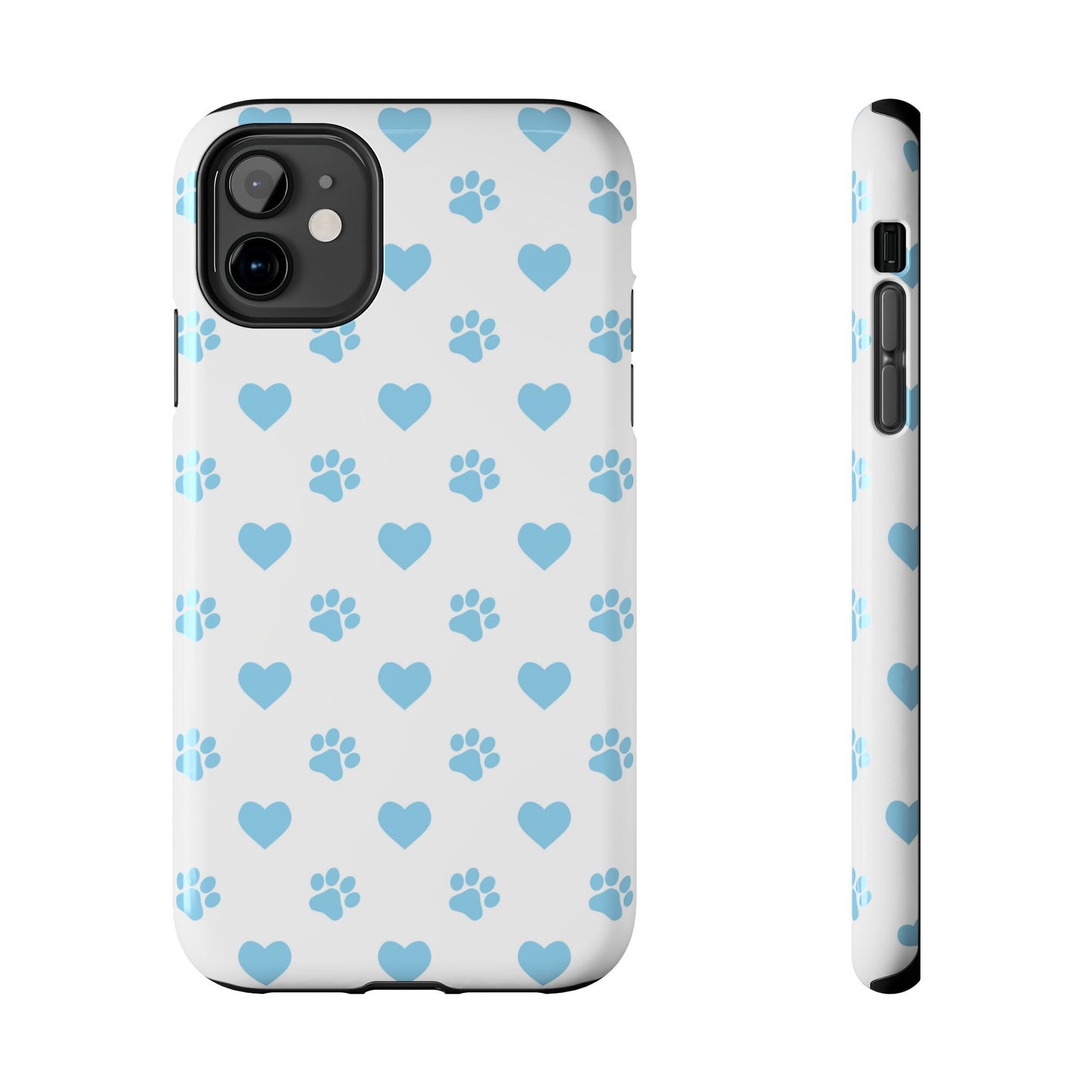 Blue Paw Prints & Hearts – Adorable and Durable iPhone Case for Pet Lovers