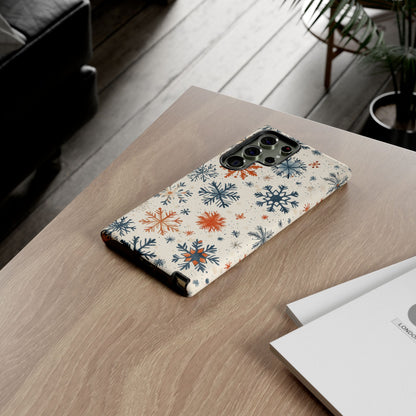 Rustic Orange and Blue Snowflake Pattern – Samsung Galaxy Series Case