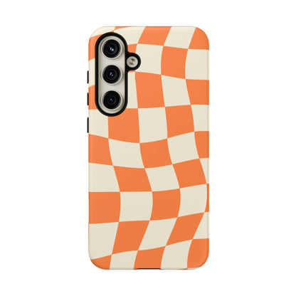 Wavy Retro Checkerboard Samsung Galaxy Case – Shockproof, Matte Finish, Dual-Layer Protection