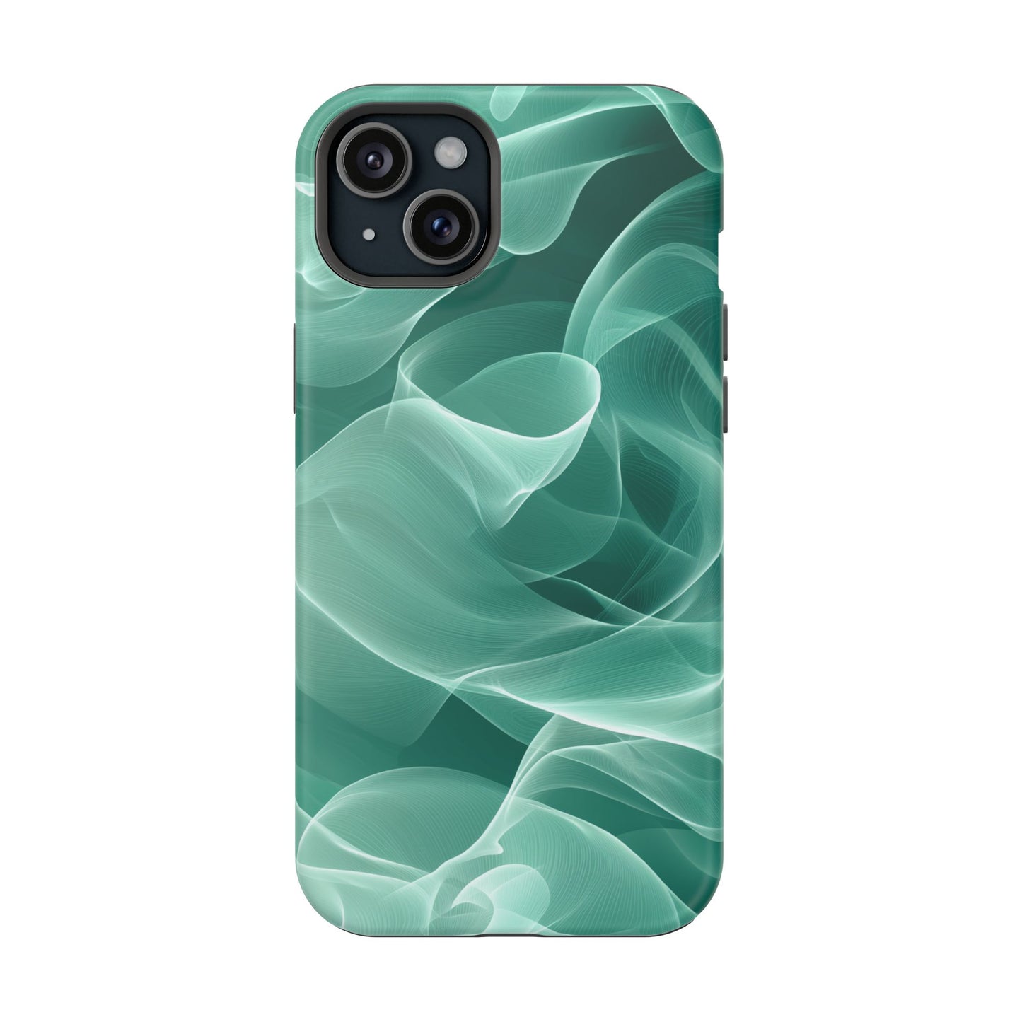 Emerald Flow MagSafe iPhone Case – Translucent Green Fabric-Inspired Design