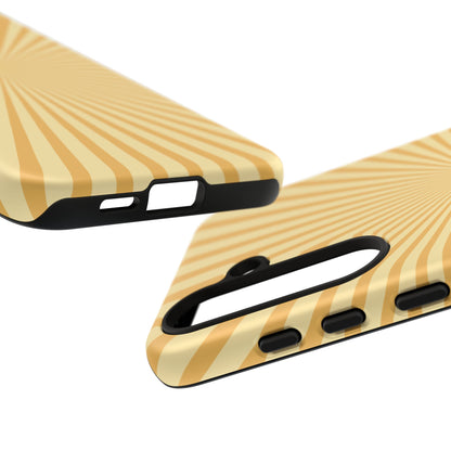 Golden Sunburst Samsung Galaxy Case – Retro Radiant Design with Dual-Layer Protection