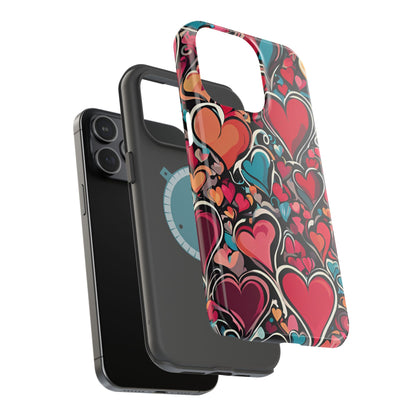 Vibrant Multicolor Heart Art – MagSafe-Compatible iPhone Case