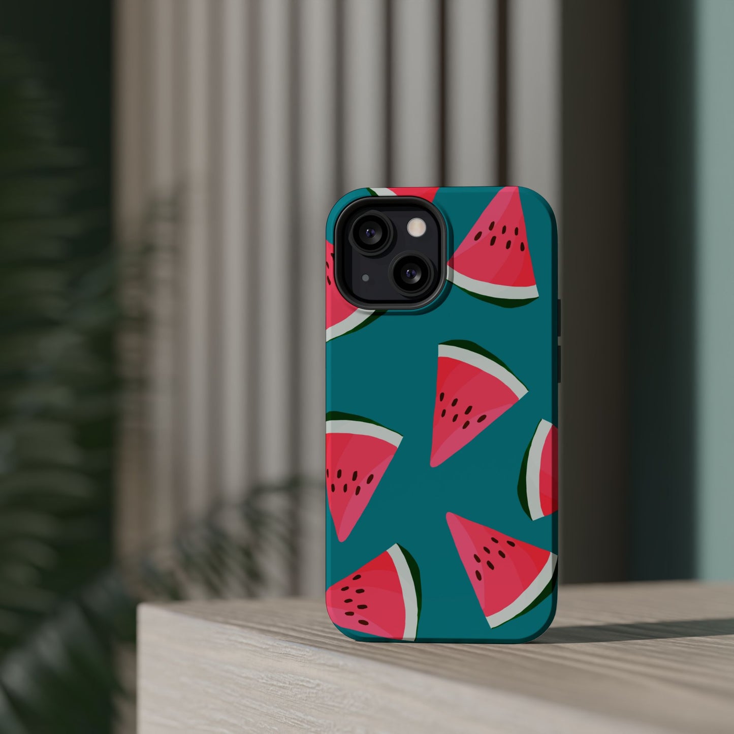 Watermelon Bliss MagSafe iPhone Case – Vibrant Summer Fruit Design on Teal Background