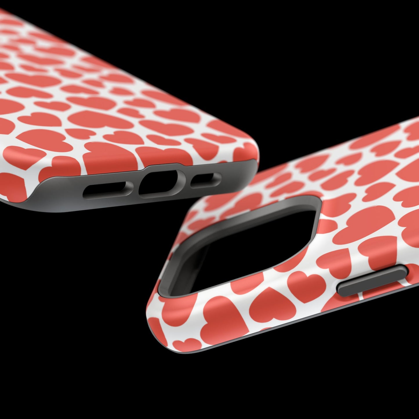 Playful White Hearts on Red MagSafe Case