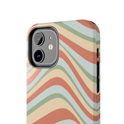 Vintage Earthy Waves iPhone Case – Retro 70s-Inspired in Warm Green, Cream, and Rust