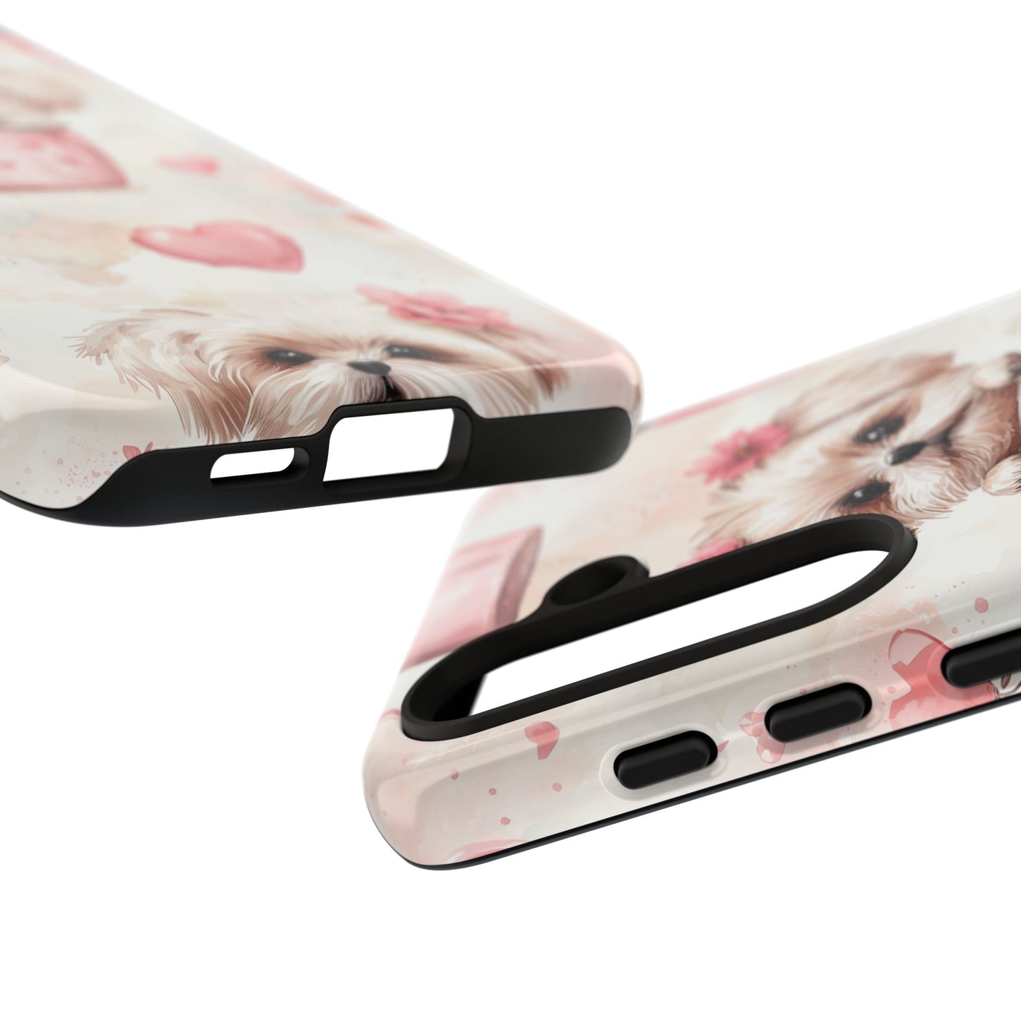 Floral Puppy in Teacup Samsung Galaxy  Case – Cute Pink Flower Design, Tough Dual-Layer Protection