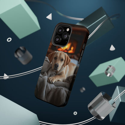 Cozy Golden Retriever by the Fireplace - MagSafe Case