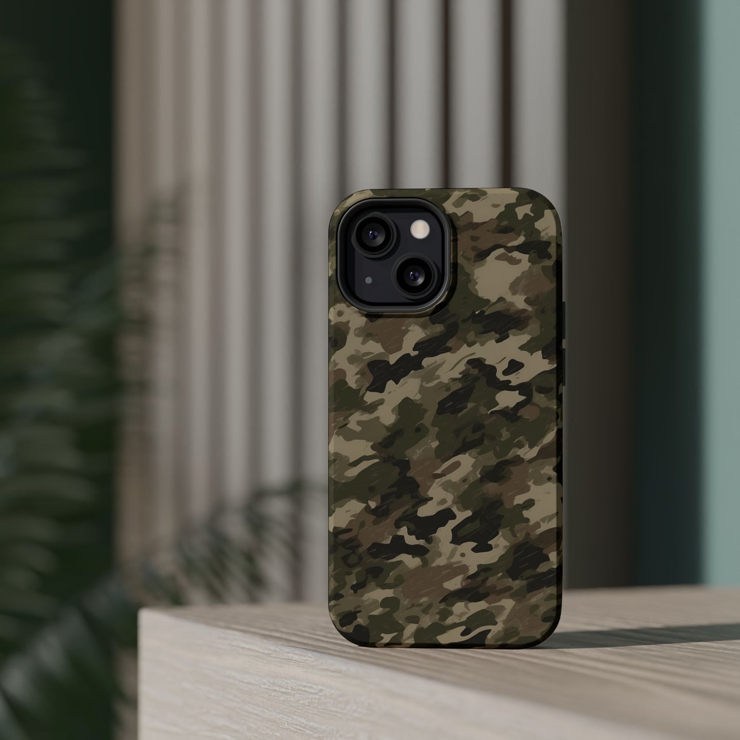 Classic Light Brown Camouflage – MagSafe iPhone Case with Rugged Elegance