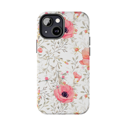 Pink Floral Watercolor iPhone Case – Feminine Poppy Blossom Design