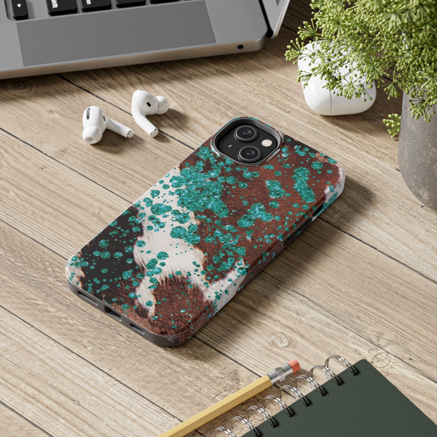 Teal Glitter Cowhide - iPhone Series Case