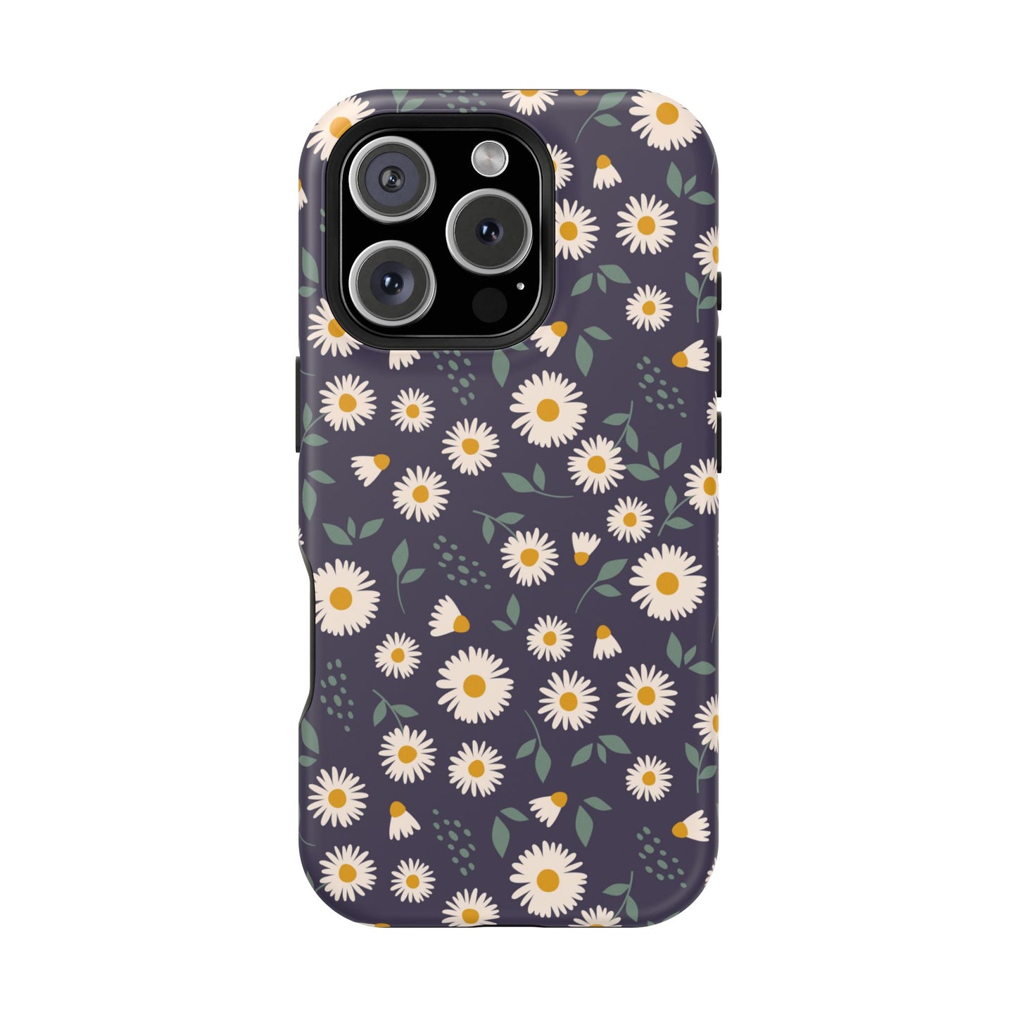 Midnight Daisy MagSafe iPhone Case – Dark Navy Floral Design, Slim and Protective