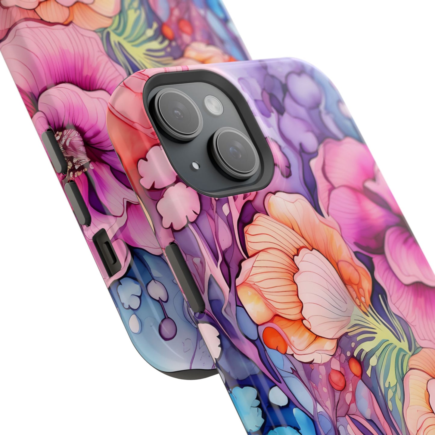 Bright Watercolor Floral Splash MagSafe iPhone Series Case – Bold Artistic Design