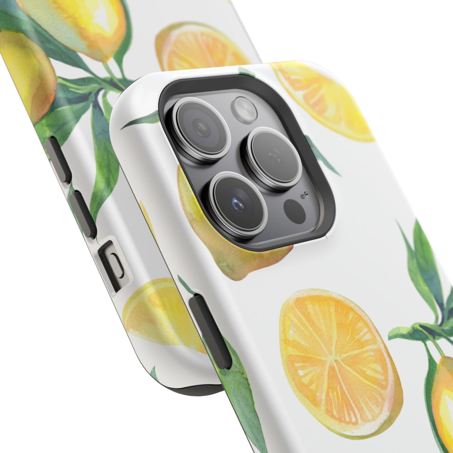 Lemon Grove Watercolor Tough MagSafe iPhone Case – Fresh Citrus Design, Dual-Layer Protection