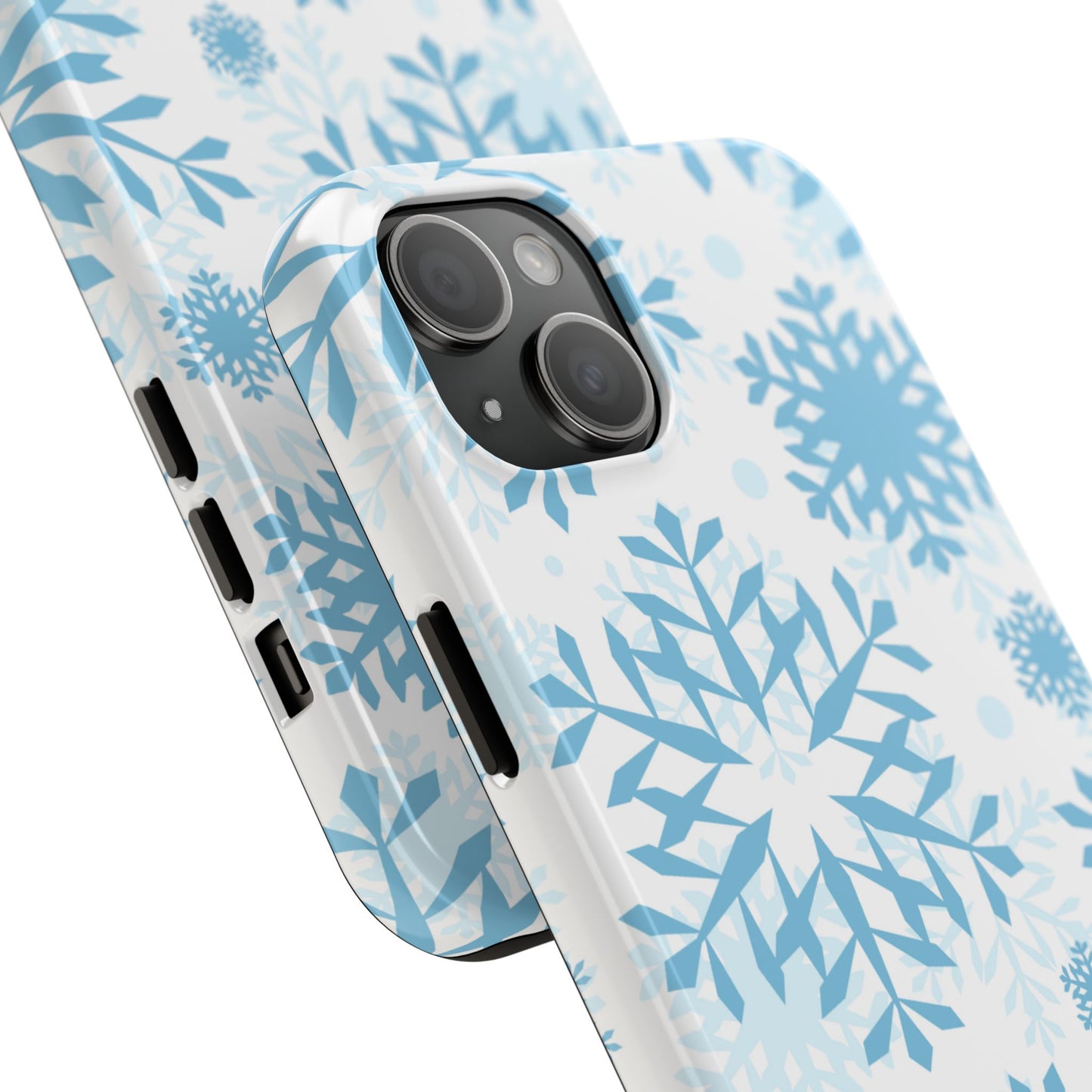 Frosty Blue Snowflakes iPhone Case – Shockproof, Smooth Matte Finish, Dual-Layer Design