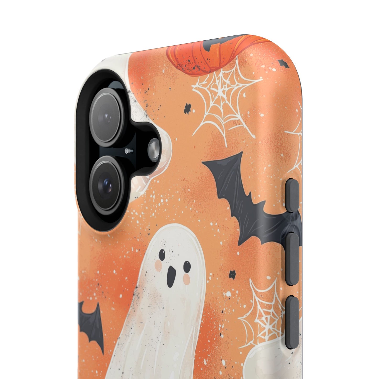 Spooky Cute Ghost MagSafe iPhone Case – Halloween Ghosts, Pumpkins, Bats & Cobwebs Design