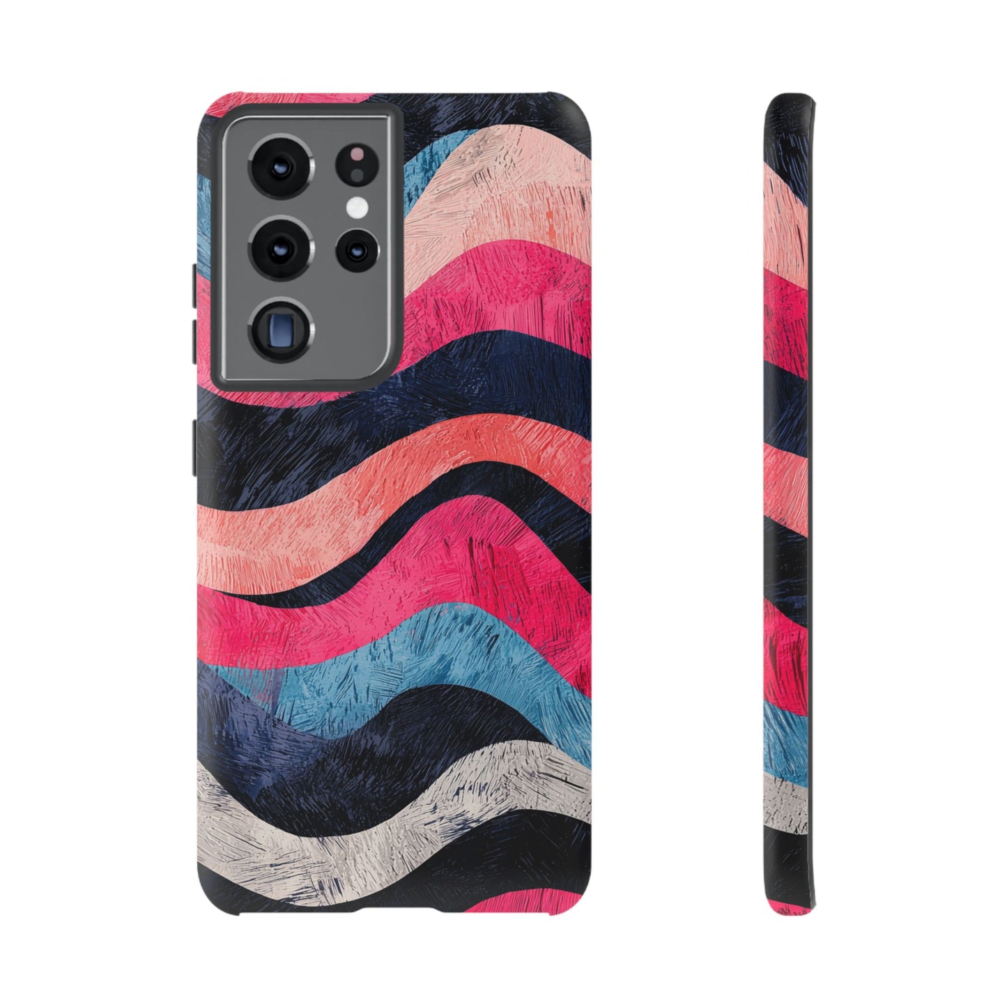 Abstract Wave Pattern Samsung Galaxy Case – Shockproof, Matte Finish, Dual-Layer Protection